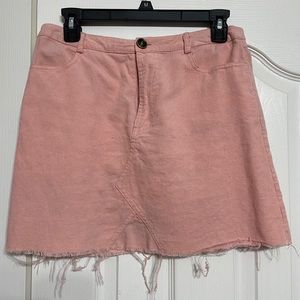 Pink denim skirt